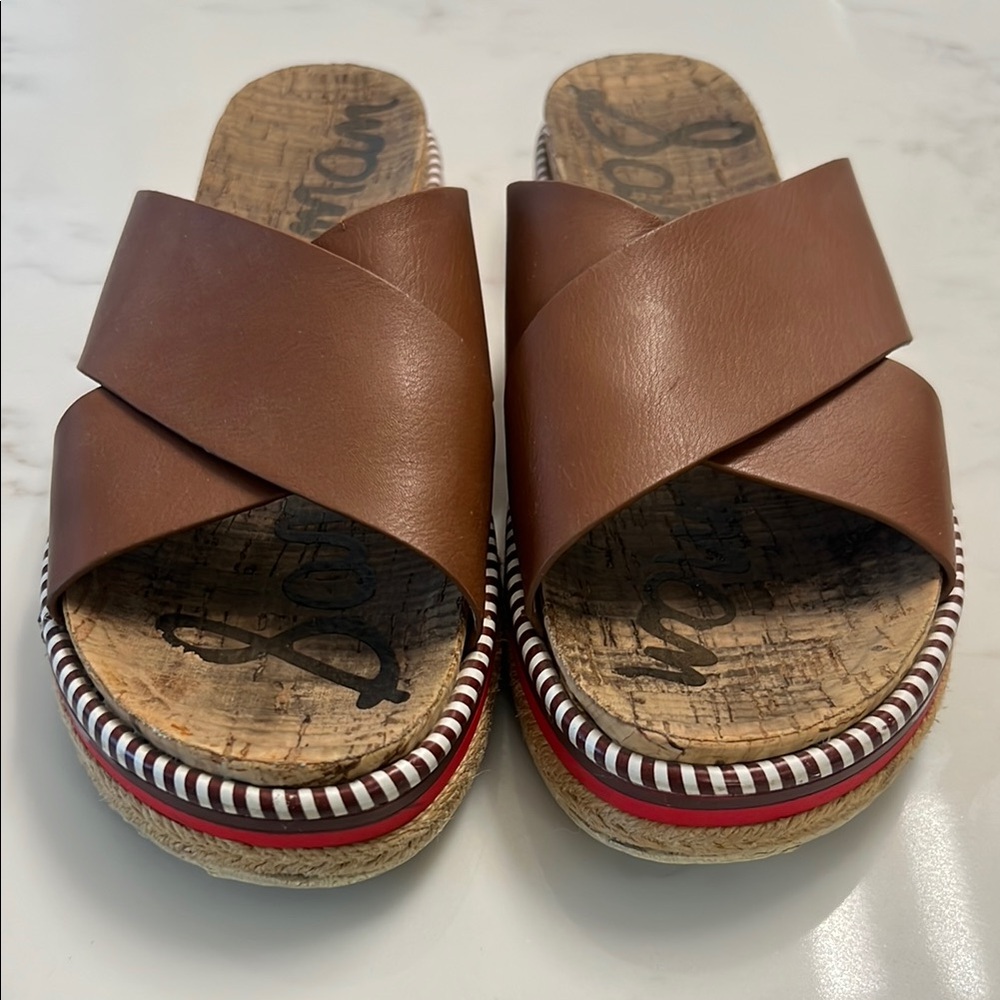 Sam Edelman Brown Leather Crisscross Sandals